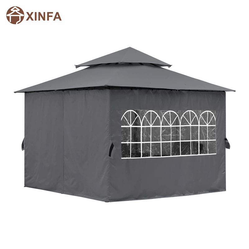 10'x10 ’Outdoor Gazebo для внутреннего дворика с боковыми стенками церкви, серым