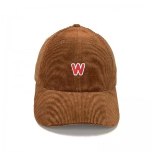 Пользовательская вышитая вышитая вышитая вельветовая шляпа с кожаным ремнем обратно, вельветовая шляпа Snapback/cap Оптовая шляпа с к...