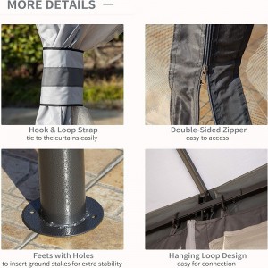 10 \\\\ \'x 12 \\\\\' Outdoor Gazebo Patio Patio Беседка для навеса навеса с навесной крышей, боковые стенки сетки на молнии, серый