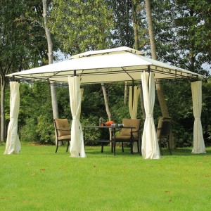 10 \\\\ \'x 13 \\\\\' Outdoor Soft Top Gazebo Pergola с шторами, кремовая белая двухуровневая стальная рама беседка для внутреннего дворика