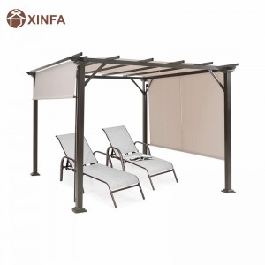 10 \\\\ \'x 10 \\\\\' Outdoor Pergola, конструкция оттенка мебели для патио, открытая стальная беседка с выдвижными оттенками навеса