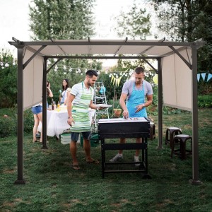 10 \\\\ \'x 10 \\\\\' Outdoor Pergola, конструкция оттенка мебели для патио, открытая стальная беседка с выдвижными оттенками навеса