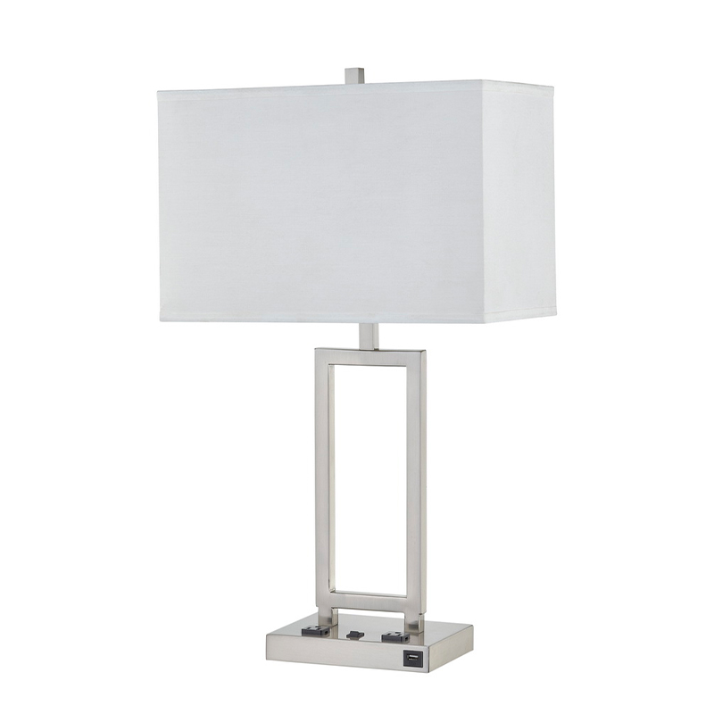 Настольная лампа Gatsby с матовой отделкой никеля, двумя розетками, выключателем на/off Rocker и USB -портом