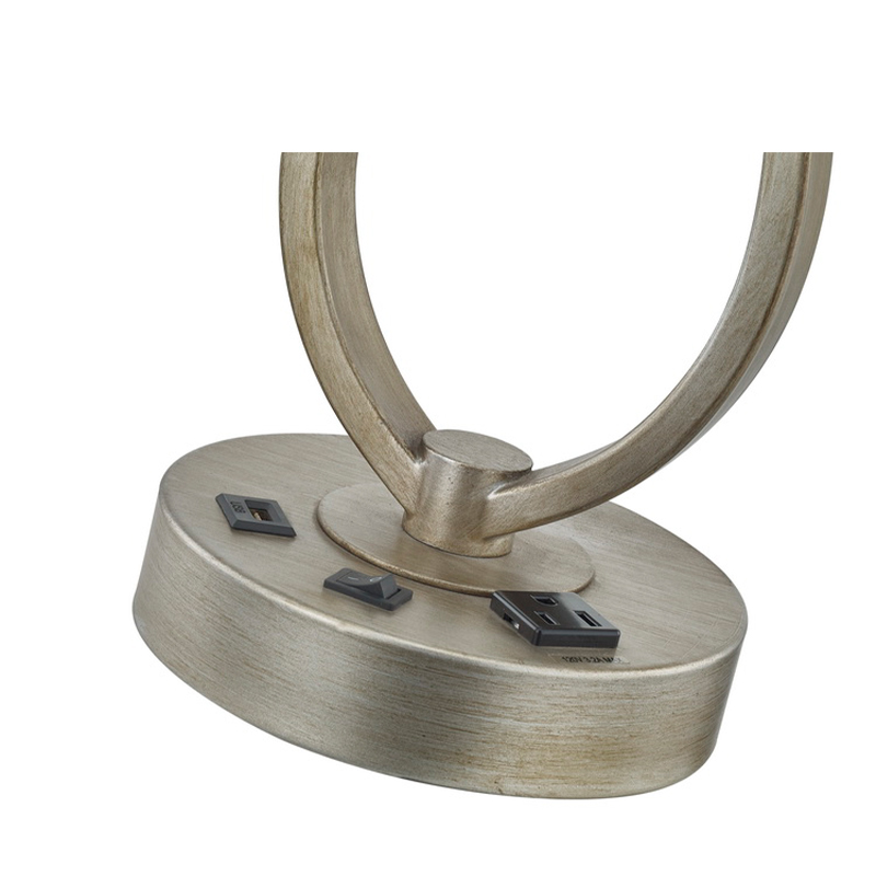 Лампа на стойке для сна с антикварной серебряной отделкой, настольная лампа, удобная розетка и USB -порт