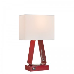 Крошечная настольная лампа с красной отделкой, порт зарядки USB, беспроводная зарядная станция и выключатель на/off Rocker в гостях