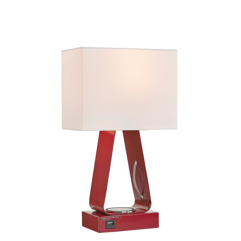 Крошечная настольная лампа с красной отделкой, порт зарядки USB, беспроводная зарядная станция и выключатель на/off Rocker в гостях
