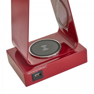 Крошечная настольная лампа с красной отделкой, порт зарядки USB, беспроводная зарядная станция и выключатель на/off Rocker в гостях