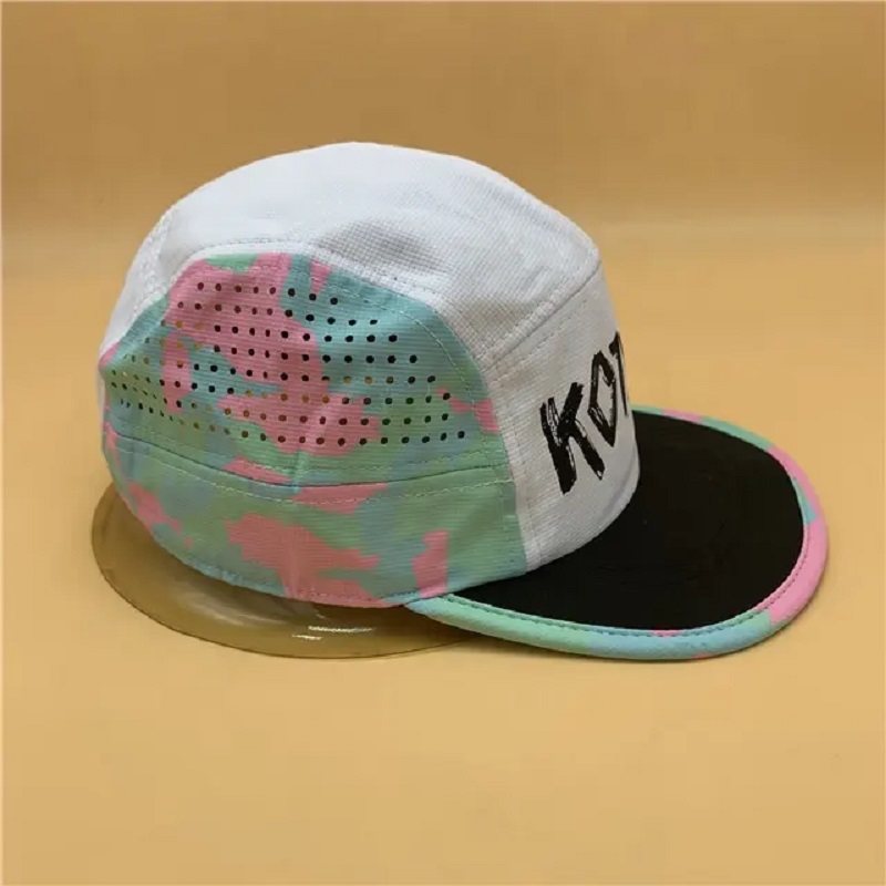 Flat Brim Sports Cap Laser Cut Coup Counting Ruste Ruped Nylon Flat Hat Hat Dri- Fit Snapback Cap