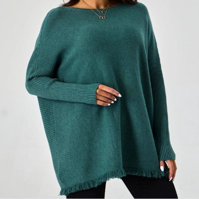 Пуловер ребристый рукав сырой модные женские свитера
