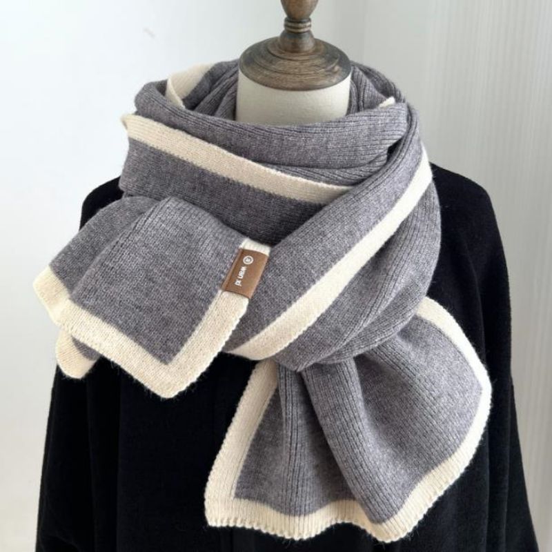 Зимний шарф вязаный настраиваемый теплый контраст цвет