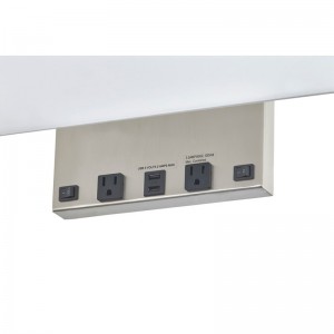 Eagles Landing Hotel Прямоугольная настенная лампа с матовой отделкой никеля, два на рокеровских переключателях/off, две удобные розетки и ...