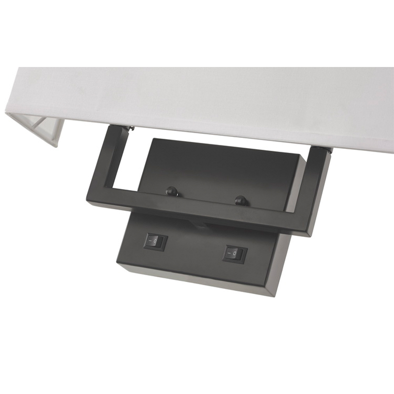 Hampton Inn Hotel Halfergular Wall Lamp с матовой черной отделкой, два на/off Rocker Switches в гостинице отеля