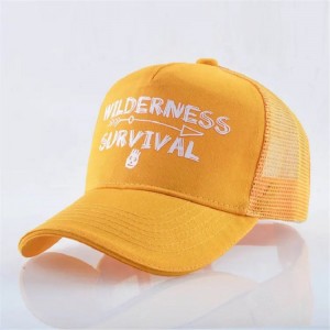 Пользовательская печать желтая хлопковая замшевая вышивка Структурированная 6 панельная сетчатая шапка бейсболка шляпа грузов...
