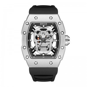 Baogela Skull Tonneau Watch Top Brand Brand Quartz нержавеющая сталь смотрит на водонепроницаемые творческие часы силиконовые ремешки, часы запястья р...