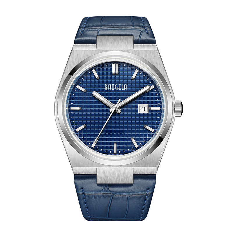 Baogela 40 мм мужские бизнес -часы Quartz Sport Casual подлинные кожаные наручные часы 50 ТМ водонепроницаемые мужские часы Relogio Masculino 22802