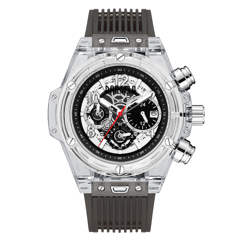 Baogela Brand Full Transparent Watch Luxury Mens Watch Fashion Sports Mility Reloj Creative Men Women Chronograph Quartz Watch 20013