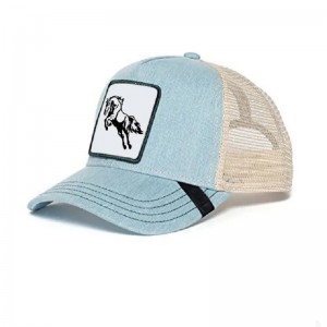 Производитель 5 панель 100% полиэфир Mens Trucker Cap Hats с настраиваемым тканым пятном животного