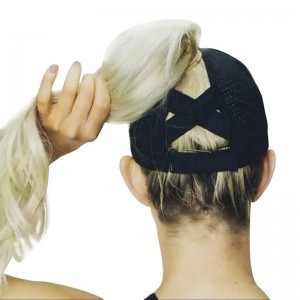 Женские женщины высокий уровень спортивной спортивной полиэфир Spandex x Criss Cross Cross Crosscross Pony Tail Baseball Caps шляпы с хвост -дырой