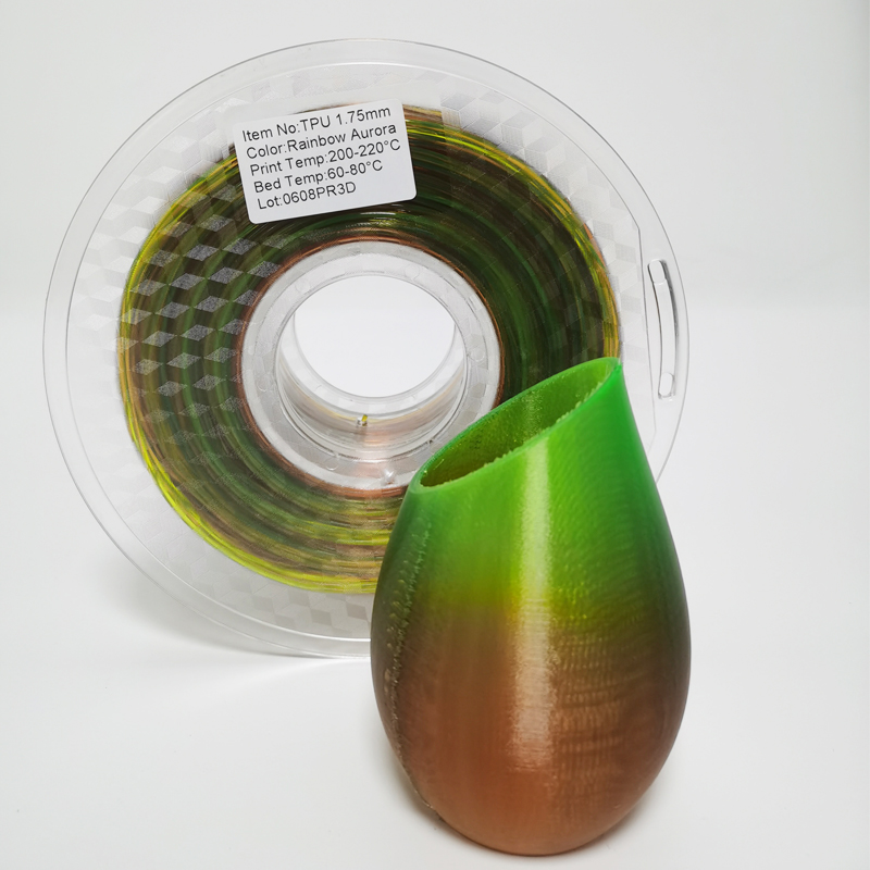 TPU Rainbow Filament 3D Filment Soft Gibleble1.75mm FDM