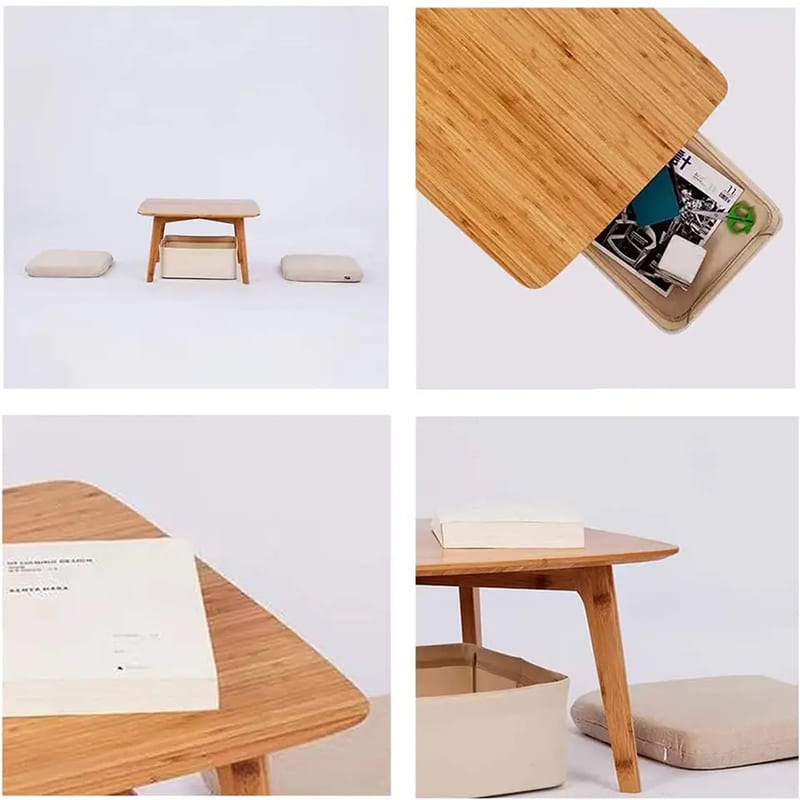 Стол с низким чаем сидит на полу квадратного стола Татами бамбуковой мебели