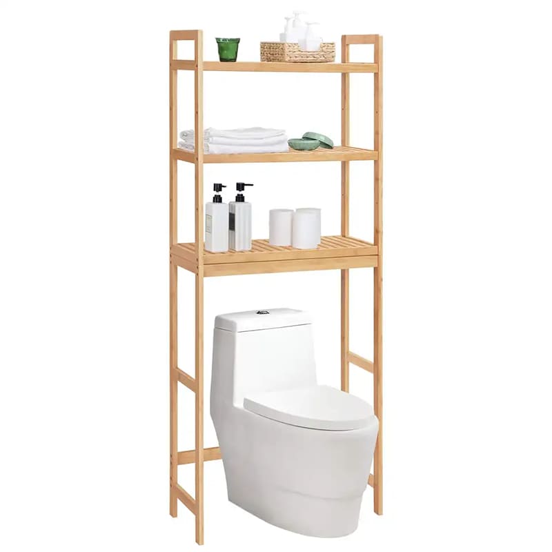 Настраиваемая 3-уровневая бамбуковая шкафа для ванной комнаты над полкой для хранения туалета