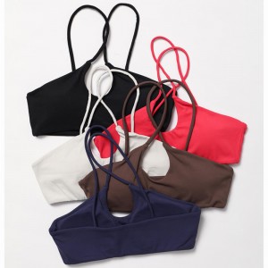 SC10165 Нейлоновый зеленый дышащий взрослый спортивный бюстгальтер активный сексуальный задним логотипом Custom Custom Gym Halter Sports Bra