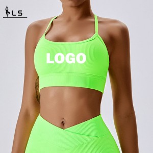 SC101610 Halter Sports Bra Ladies Halter Sect Cross Back Sports Bra для женщин логотип Женщины Тренировка спортивная бюстгальтер Оптовая йога Cro Cro