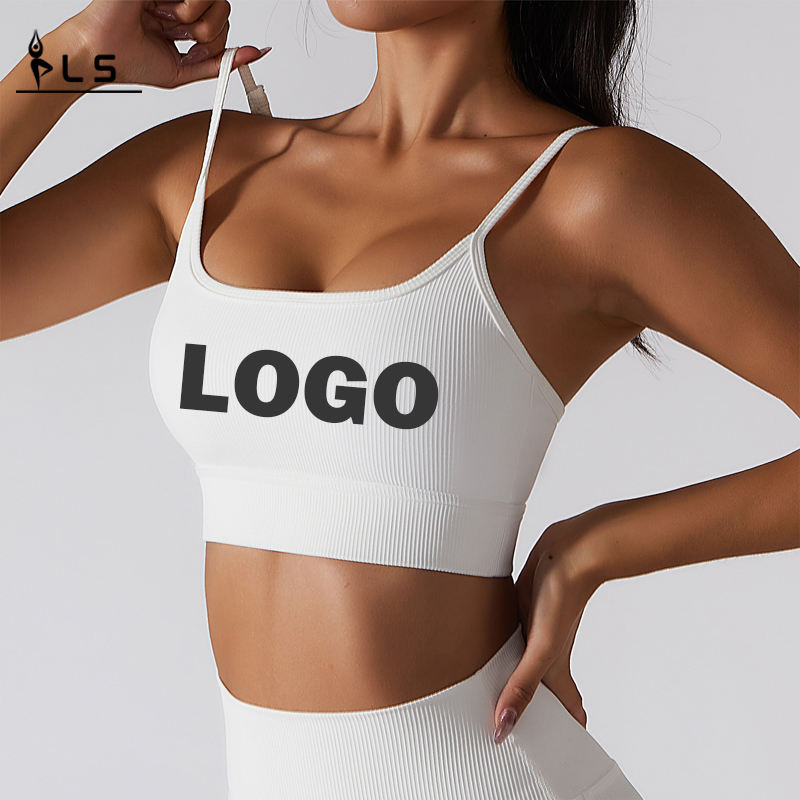 SC10174 Белый спортивный бюстгальтер Active Wear Private Label Gym Yoga Bras Sexy Strappy Custom Sports Bra для женщин