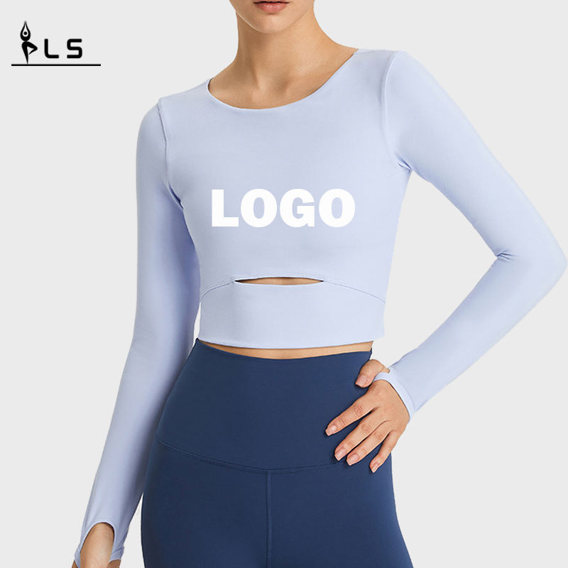 SC10275 Тяжелая фитинга с длинными рукавами футболка для йоги женщина йога футболка