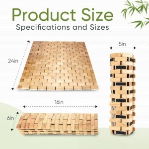 Натуральный коврик для бамбуковой ванны, не скользящий бамбуковый коврик для душа, водонепроницаемый складной деревянный коври...