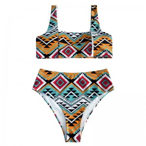 Случайный и удобный цветочный национальный стиль, выпадный в стиле, купальник с двумя частями, купальник