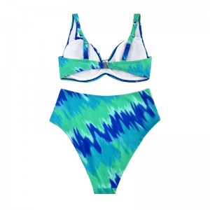 Бирюзовый купальник с двумя частями с широкими ремнями