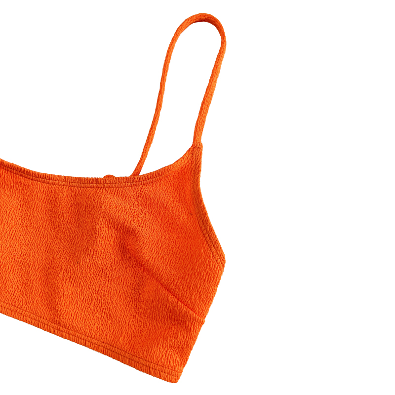 Оранжевая крепированная ткань базовая блузя вытянуть плиссированная юбка Сексуальная купальника с двумя частями