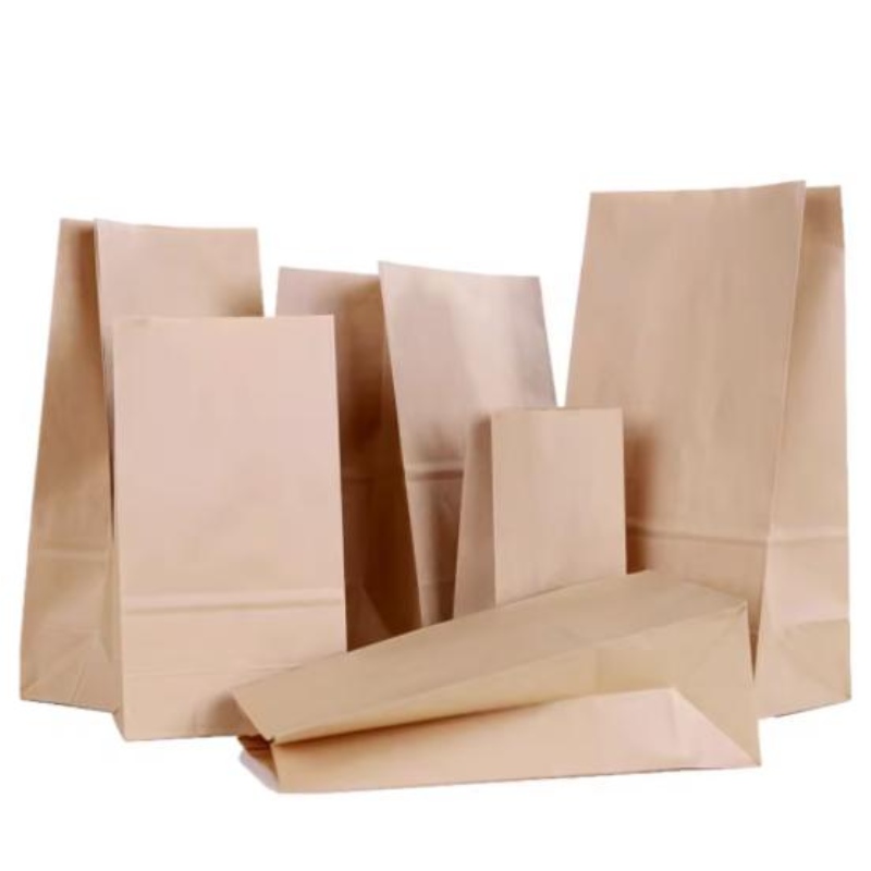 Производители оптовые одноразовые пищевые пакеты упаковочные пакетные сумки Sos Brown Kraft бумажные пакеты без ручки