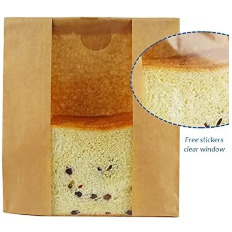 Пользовательская печатная печать рубцовая бумага для хлебной пакет с оконной уплотнением наклеек упаковка хлебная упаковка
