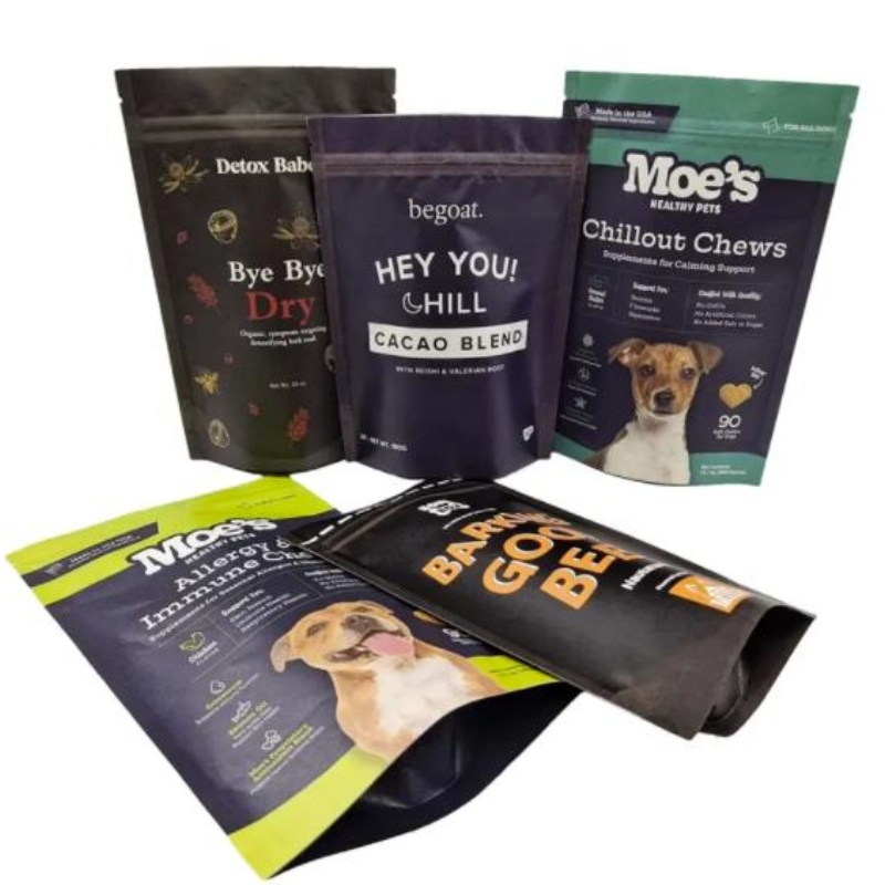 Пользовательская дизайн упаковка пакет на молнии на молнии пластиковые пакеты логотип логотип с закусочной собачьи пакет пакет для питомца пакет пакета