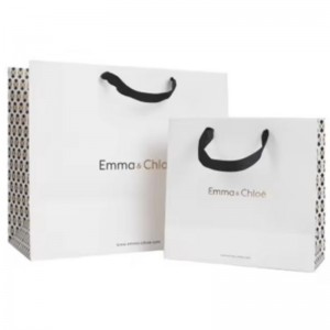 Печатные роскошные небольшие переработанные покупки подарочные бумажные пакеты с названием для ювелирных украшений с ручкой