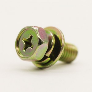 Болт с крестообразным шестигранником с углублением и пружинной шайбой