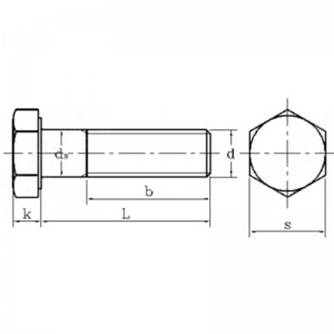 Болт с шестигранной головкой из углеродистой стали класса прочности 12.9