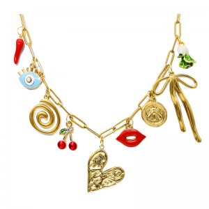 Hongde 18-каратная золотая цепочка, ожерелье, ручная работа, сделай сам, Солнце, Луна, звезда, подвеска, ожерелье с подвеской, западный ...