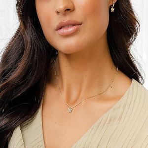 14-каратное позолоченное изящное ожерелье с подвеской из кубического циркония для женщин, подвеска в виде бабочки, многослойная ц...