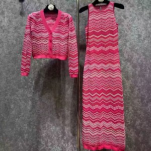 Летний вязаный круглое шея с длинным рукавом межколорный кардиган, V-Шея без рукавов длинные вязаные полосатые платья набор