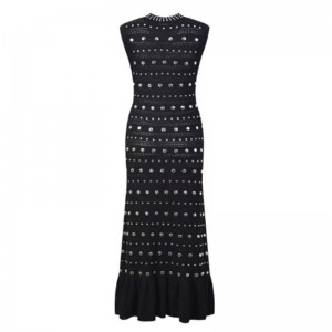 Летние доллар воротник без плеча рюша, металлические вязаные платья